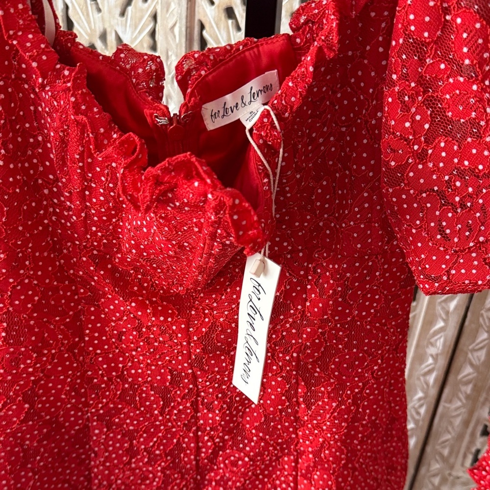 For Love & Lemons Red Polka Dot Women's Top - Picture 2 of 3